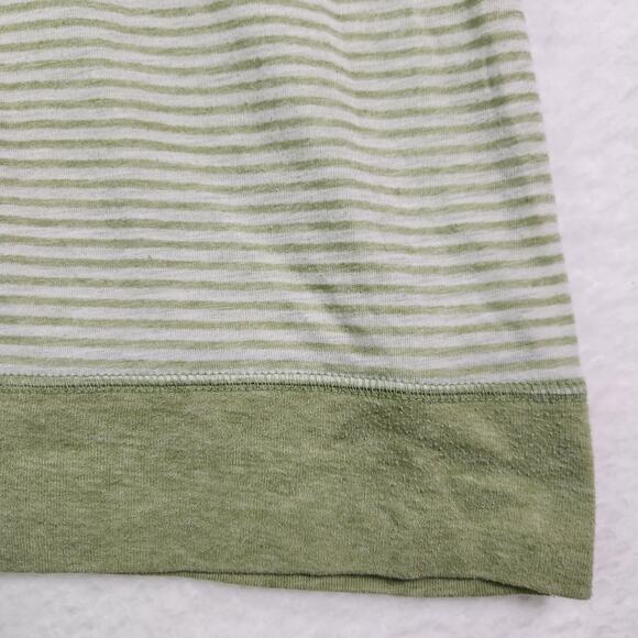 True Y2K Old Navy Striped Deep V Button Shirt Green L Tall Sheer Layering Preppy - Picture 9 of 12
